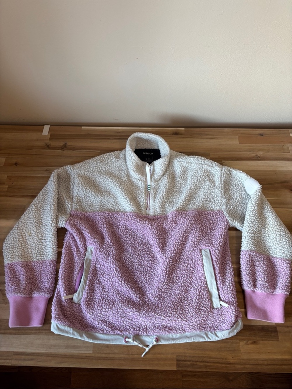 Burton Cream & Light Pink Sherpa Half-Zip Pullover